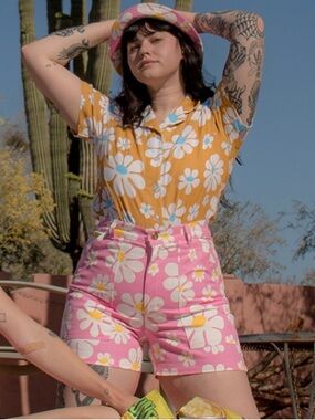 Big Bud Press "XL Lazy Daisy" Work Shorts Pink Size Small